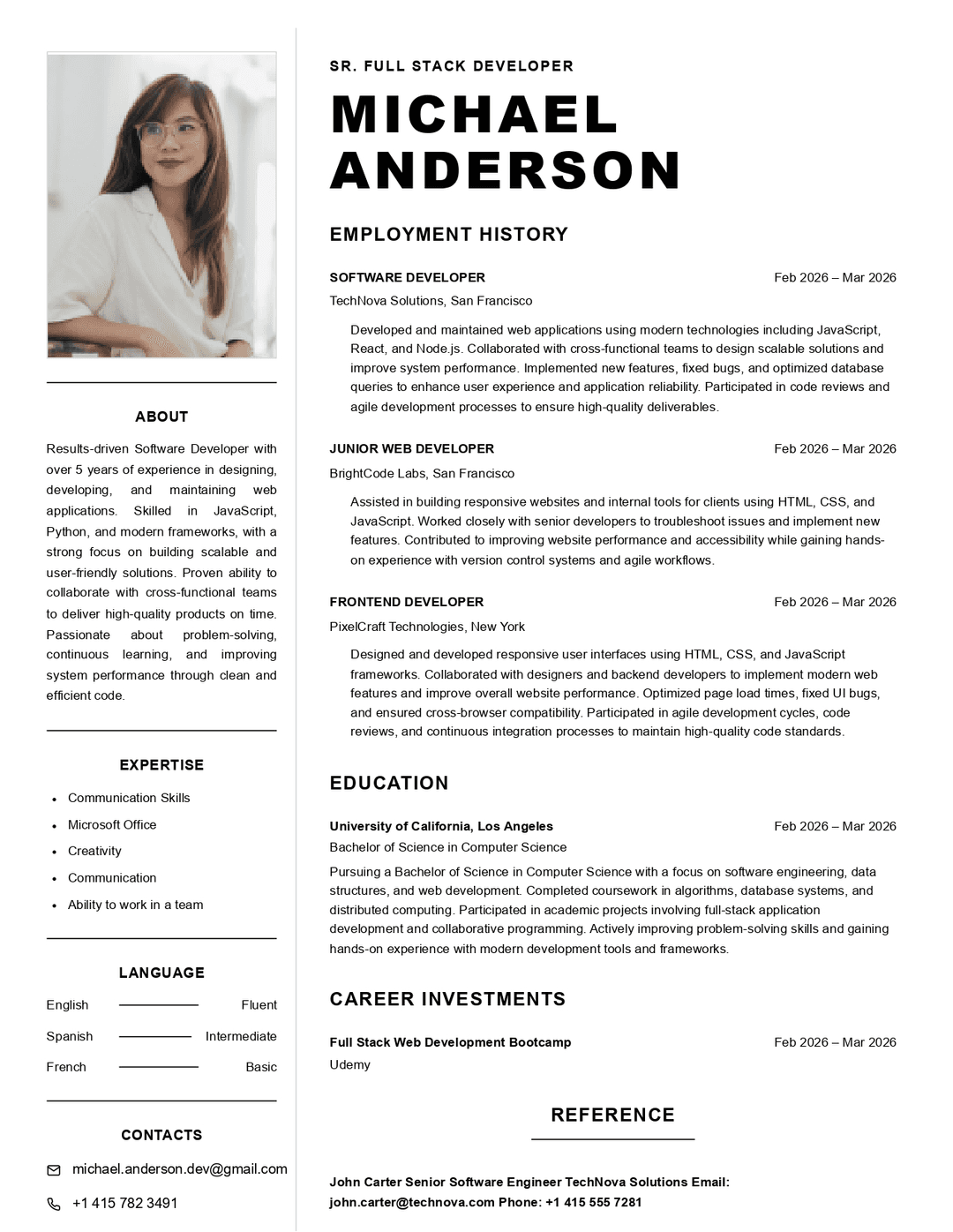 Bonus professional resume template