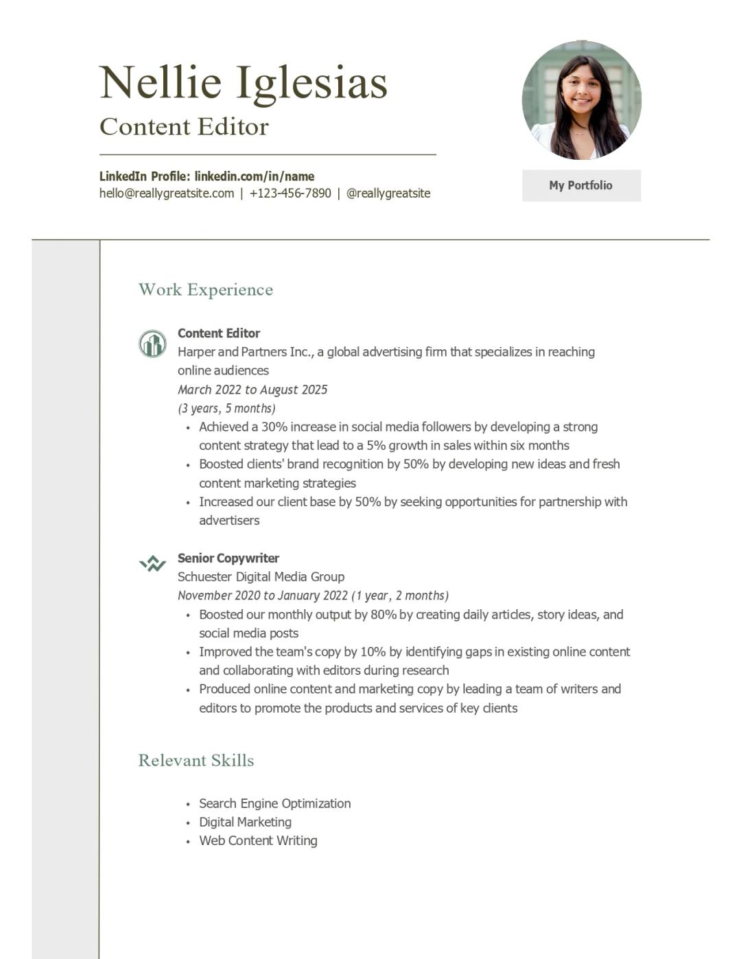Modern photo resume template