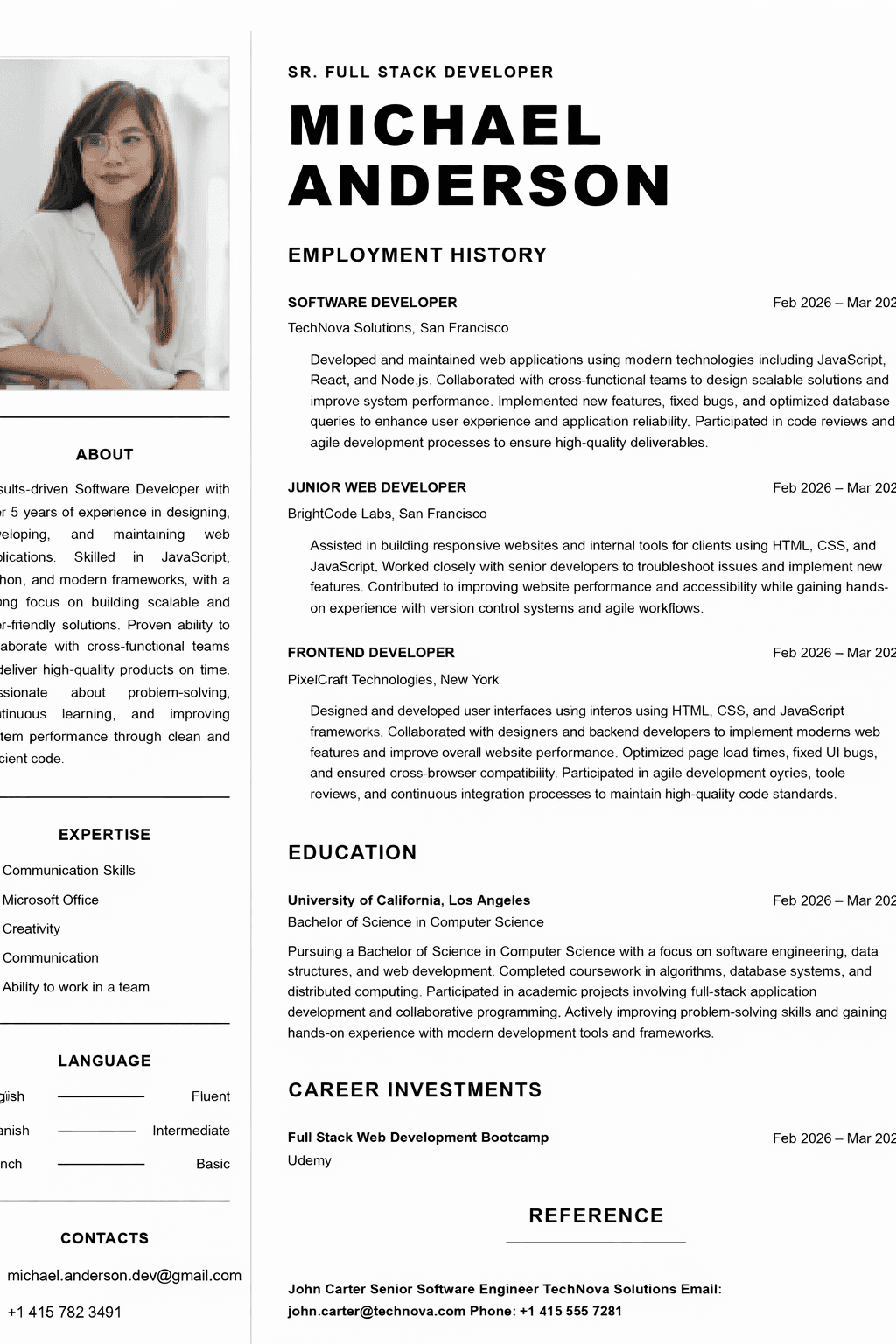 Bonus professional resume template