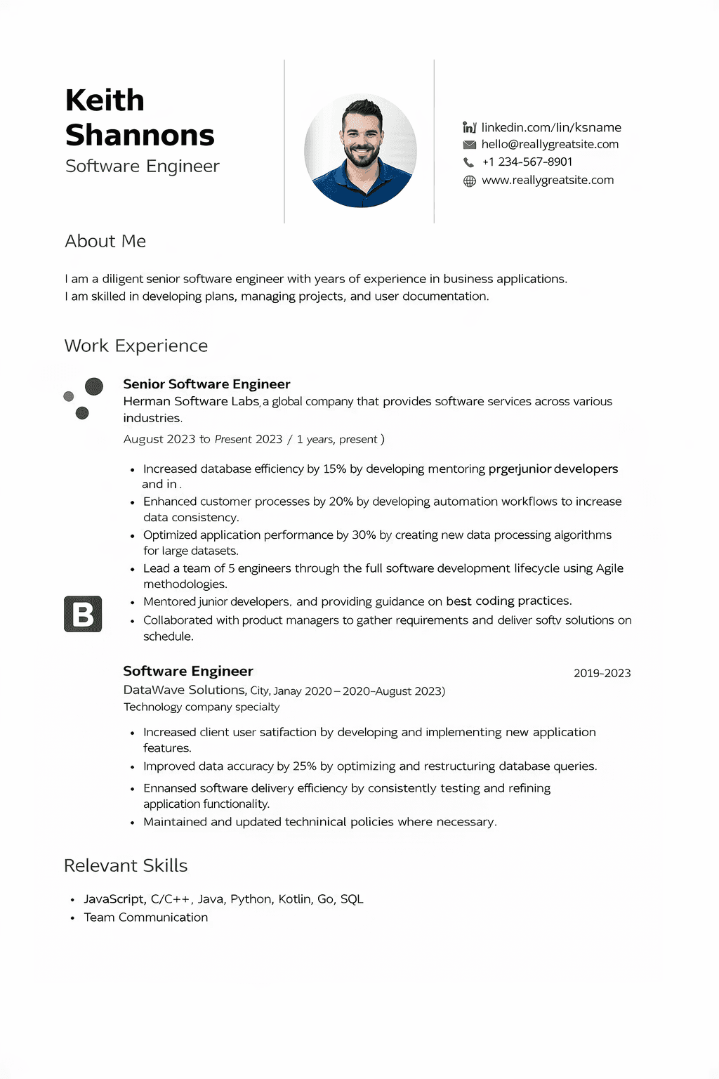 Bold accent resume template