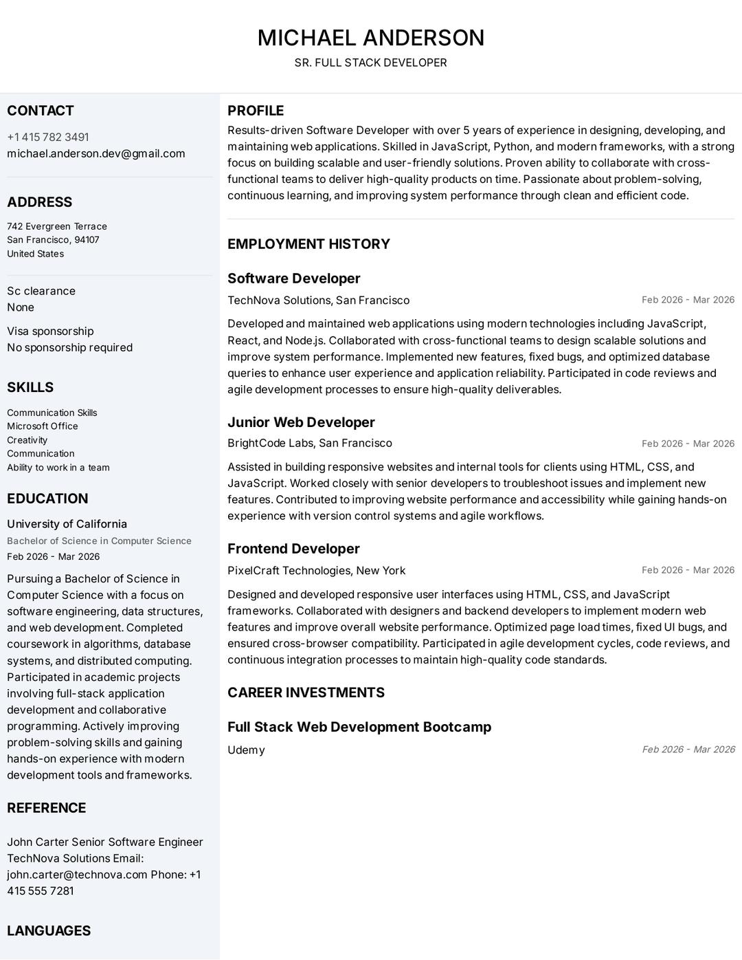 Elegant resume template