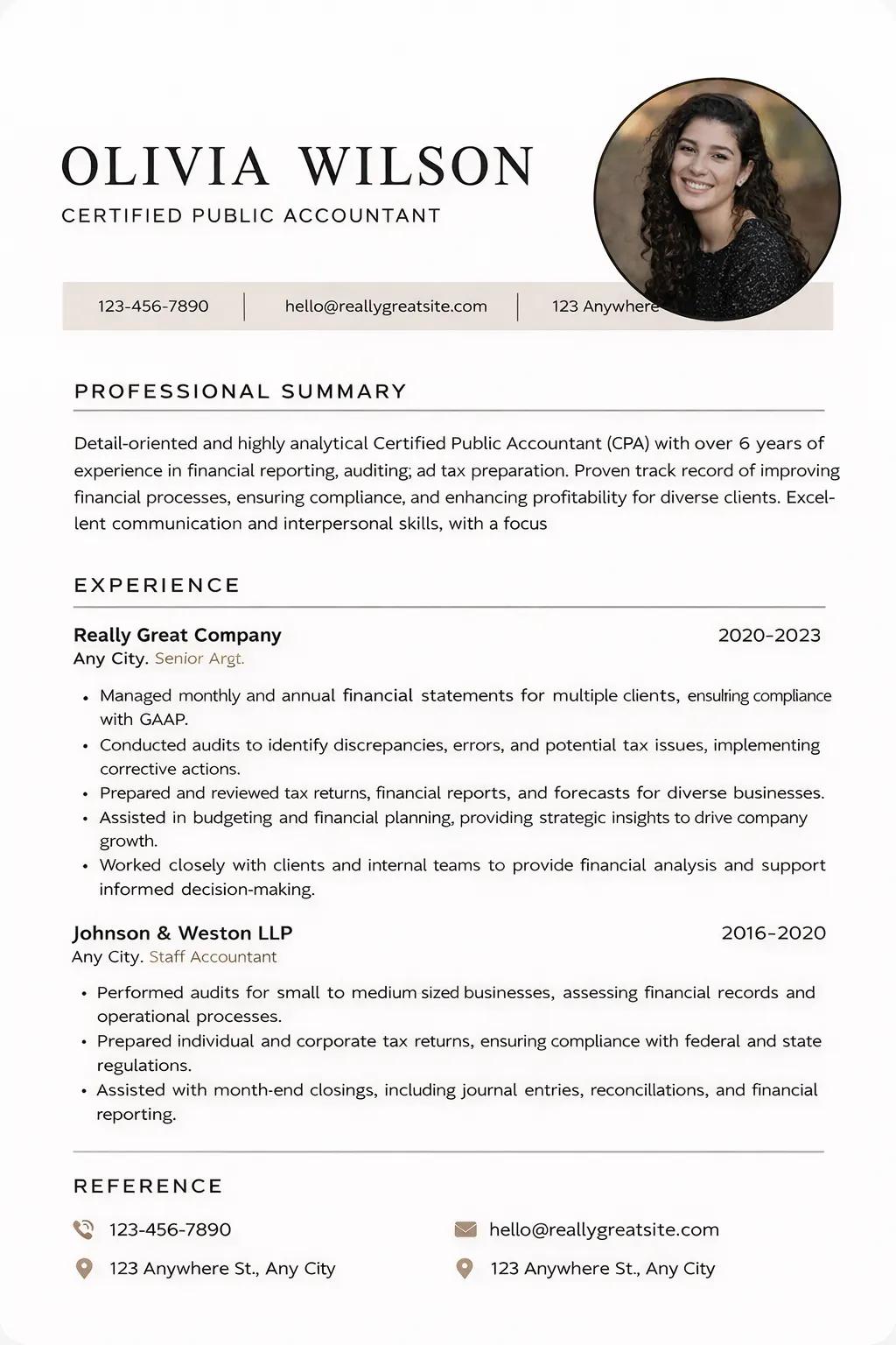 Photo resume template